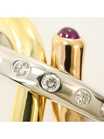 Unbranded PT900 Platinum 18K Yellow Gold Ring with Ruby and Diamond (0.24ct), Total Weight 11.9g. Jewelry. (view 2)