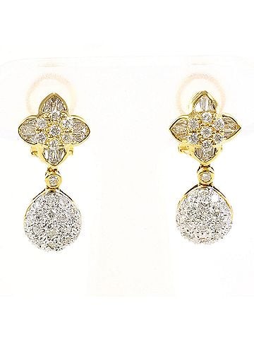Unbranded 18K (18-karat) Yellow Gold (YG) Earrings with 1.00ct Diamonds, Total Weight 6.9g, Jewelry (view 1)