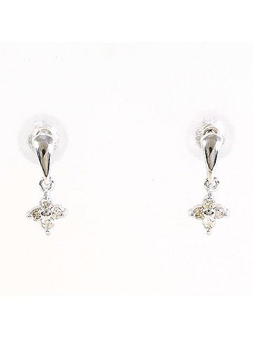 Unbranded 18K (18-karat white gold) earrings with 0.04ct diamonds, total weight 0.6g, jewelry. (view 1)