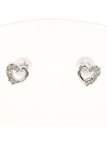 Unbranded 18K (18-karat white gold) earrings with 0.04 ct diamonds, total weight 0.7g. Jewelry. (view 1)