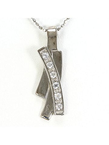 Unbranded 18K (18-karat white gold) necklace with cubic zirconia, total weight 3.2g, 40cm length, jewelry. (view 1)