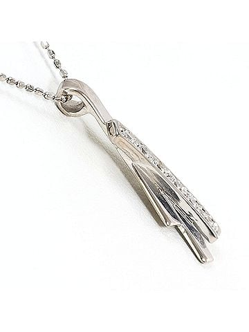 Unbranded 18K (18-karat white gold) necklace with cubic zirconia, total weight 3.2g, 40cm length, jewelry. (view 2)