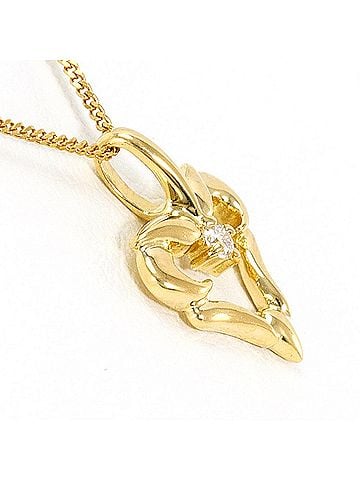 Unbranded 18K (18-karat) Yellow Gold Necklace with Diamond (carat weight not stamped), Total Weight 1.8g, 40cm, Jewelry (view 2)