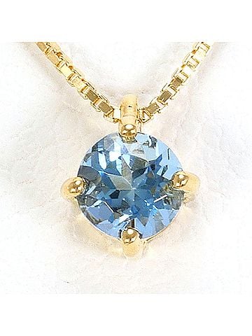 Unbranded 18K (18-karat) Yellow Gold Necklace with Aquamarine, Total Weight 1.2g, 40cm Length, Jewelry (view 1)