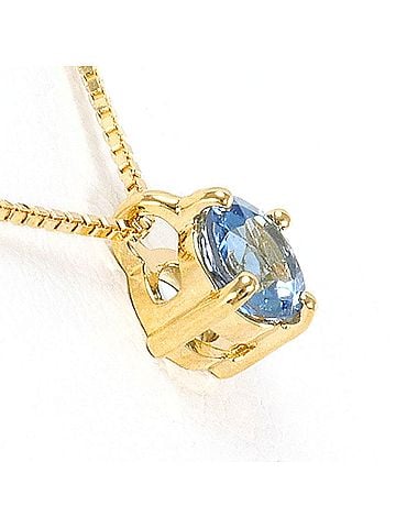 Unbranded 18K (18-karat) Yellow Gold Necklace with Aquamarine, Total Weight 1.2g, 40cm Length, Jewelry (view 2)