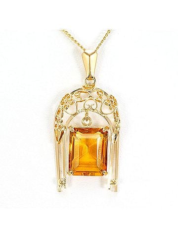 Unbranded 18K (18-karat) Yellow Gold Necklace with Citrine, Total Weight 3.5g, 45cm, Jewelry (view 1)