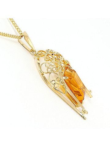 Unbranded 18K (18-karat) Yellow Gold Necklace with Citrine, Total Weight 3.5g, 45cm, Jewelry (view 2)