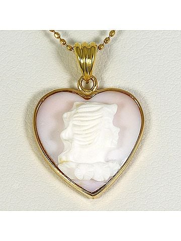 Unbranded 18K (18-karat) Yellow Gold Necklace with Shell Cameo, Total Weight 3.9g, 45cm, Jewelry (view 1)