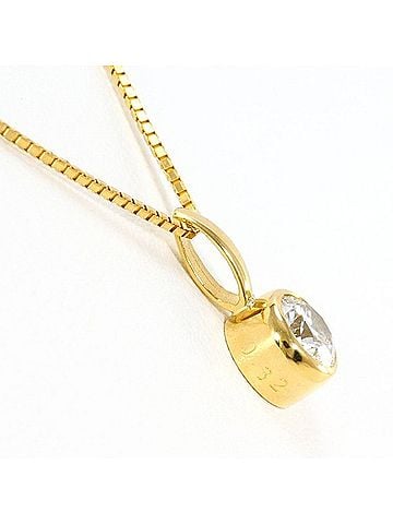 Unbranded 18K (18-karat) Yellow Gold Necklace with 0.32ct Diamond, Certificate of Authenticity, Total Weight Approx. 2.4g, 45cm, Jewelry (view 2)