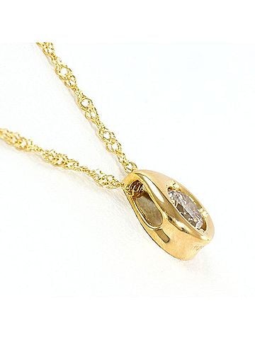 Unbranded 18K (18-karat) Yellow Gold Necklace with Brown Diamond (0.2g), Total Weight Approx. 1.1g, 40cm, Jewelry (view 2)