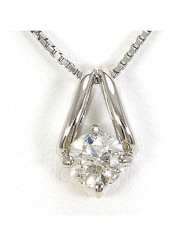 Unbranded 18K (18-karat white gold) necklace with a 0.342 carat diamond (SI1 clarity), certificate of authenticity, total weight approximately 2.8g, 45cm in length. Jewelry. (view 1)