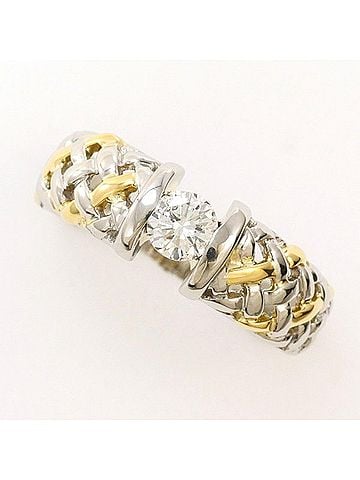 Unbranded PT900 Platinum 18K Yellow Gold Ring with 0.238g Diamond, Total Weight Approx. 4.5g, Jewelry (view 1)