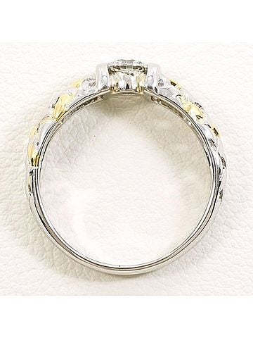 Unbranded PT900 Platinum 18K Yellow Gold Ring with 0.238g Diamond, Total Weight Approx. 4.5g, Jewelry (view 2)