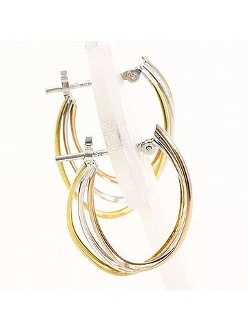Unbranded 18K (18-karat gold), YG (yellow K14WG (pink earrings, total weight approximately 1.7g, jewelry. (view 2)