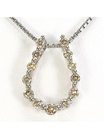 Unbranded 18K (18-karat white gold) necklace with brown diamond (0.20 carat), total weight approximately 2.4g, 40cm in length. Jewelry. (view 1)