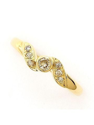 Unbranded 18K (18-karat) Yellow Gold Ring with Brown Diamond (0.11 carat), Total Weight Approx. 1.5g, Jewelry (view 1)