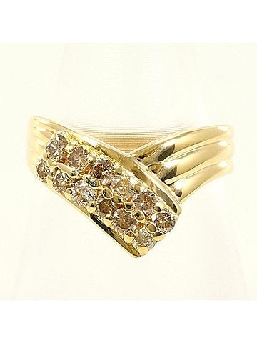 Unbranded 18K (18-karat) Yellow Gold Ring with Brown Diamond (0.50 carat), Total Weight Approx. 2.5g, Jewelry (view 1)