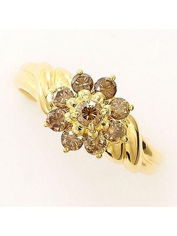 Unbranded 18K (18-karat) Yellow Gold Ring with Brown Diamond (0.58 carat), Total Weight Approx. 2.5g, Jewelry (view 1)