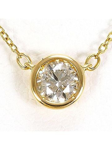 Unbranded 18K (18-karat) Yellow Gold Necklace with Brown Diamond (0.15 carat), Total Weight Approx. 1.0g, 40cm, Jewelry (view 1)