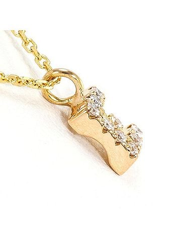 Unbranded 18K (18-karat) Yellow Gold (YG) Pink Necklace with Diamonds, Total Weight Approx. 1.6g, 45cm, Jewelry (view 2)