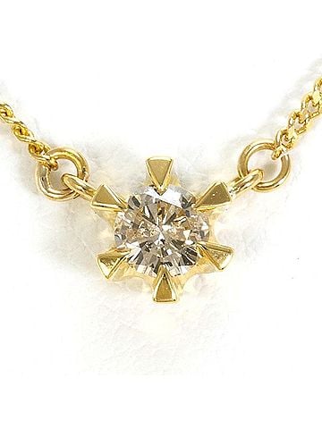 Unbranded 18K (18-karat) Yellow Gold Necklace with Brown Diamond (0.17 carat), Total Weight Approx. 2.0g, 39cm, Jewelry (view 1)