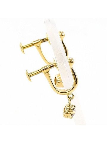 Unbranded 18K (18-karat) Yellow Gold Earrings with White Sapphires, Total Weight Approx. 2.3g, Jewelry (view 2)