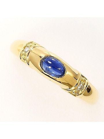 Unbranded 18K (18-karat) Yellow Gold Ring with Sapphire 0.39 carat and Diamond 0.06 carat. Total weight approximately 2.2g. Jewelry. (view 1)