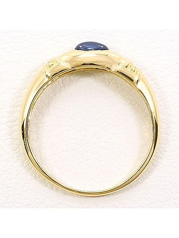 Unbranded 18K (18-karat) Yellow Gold Ring with Sapphire 0.39 carat and Diamond 0.06 carat. Total weight approximately 2.2g. Jewelry. (view 2)