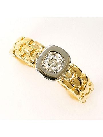 Unbranded PT900 Platinum 18K Yellow Gold Ring with 0.15 Carat Diamond, Total Weight Approx. 3.0g, Jewelry (view 1)