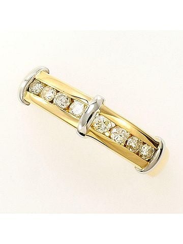 Unbranded PT900 Platinum 18K Yellow Gold Ring with 0.30 Carat Diamond, Total Weight Approx. 2.5g, Jewelry (view 1)