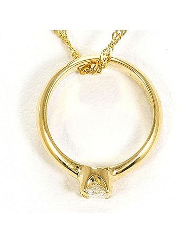 Unbranded 18K (18-karat) Yellow Gold Necklace with Diamonds, Total Weight Approx. 1.4g, 42cm, Jewelry (view 1)