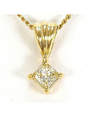 Unbranded 18K (18-karat) Yellow Gold Necklace with 0.15g Diamond, Total Weight Approx. 2.1g, 40cm, Jewelry (view 1)