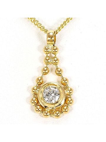 Unbranded 18K (18-karat) Yellow Gold Necklace with 0.12ct Diamond, Total Weight Approx. 2.5g, 40cm, Jewelry (view 1)