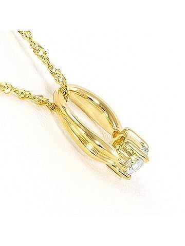 Unbranded 18K (18-karat) Yellow Gold Necklace with Aquamarine and 0.02mm Diamond. Total weight approximately 1.7g. Approximately 40cm in length. Jewelry. (view 2)