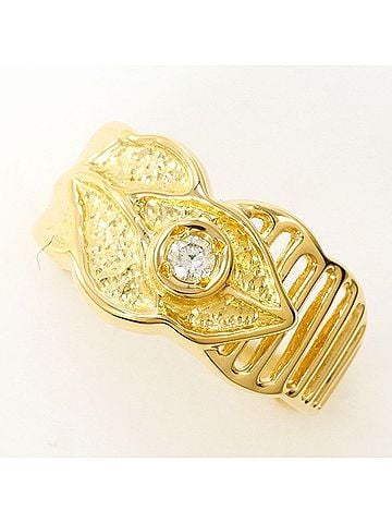 Unbranded 18K (18-karat) Yellow Gold Ring with 0.05mm Diamond, Total Weight Approx. 2.9g, Jewelry (view 1)