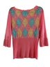 IISLI Argyle Pink Green Yellow Teal Multi Color Cardigan Size S - photo 2