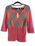 IISLI Argyle Pink Green Yellow Teal Multi Color Cardigan Size S - photo 1