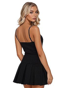 Fashion Nova Pleated Twill Mini Dress Casual Dress (view 2)