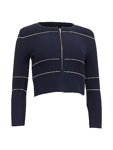 Carolina Herrera Carolina Herrera Cropped Cardigan in Navy Blue Viscose (view 1)