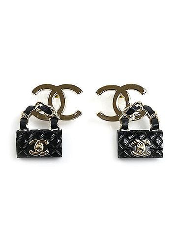 Chanel CHANEL GP Leather Coco Mark Bag Motif Earrings ABA008 16.5g Women's (view 1)