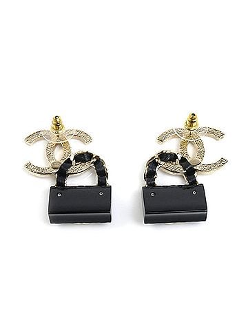 Chanel CHANEL GP Leather Coco Mark Bag Motif Earrings ABA008 16.5g Women's (view 2)