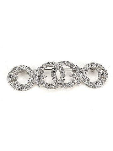 Chanel CHANEL brooch, rhinestone, Coco mark, women's, silver (view 1)