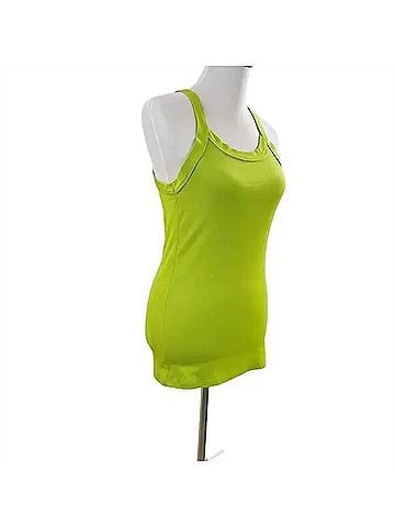 Josie Natori Women's Ribbed Cotton Racerback Tank in Lime Green (view 2)
