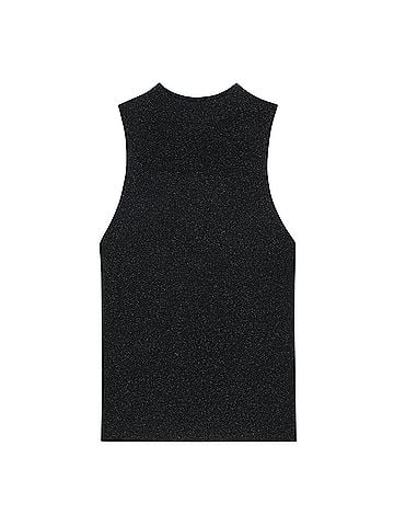 Closed Sleeveless Lurex Top in Black (view 1)