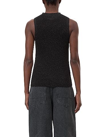 Closed Sleeveless Lurex Top in Black (view 2)