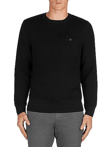 J Brand Coolidge Wool Crew Neck Sweater in Black (view 2)