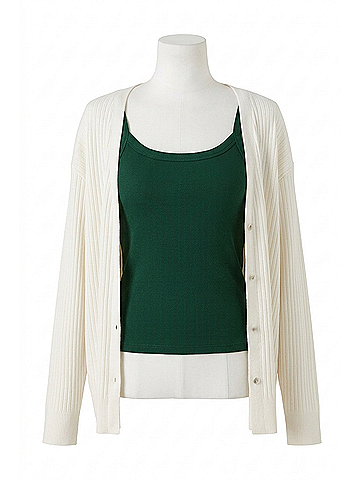 DONNI Women's Ribbed Button Down Sweater in Cream (view 1)