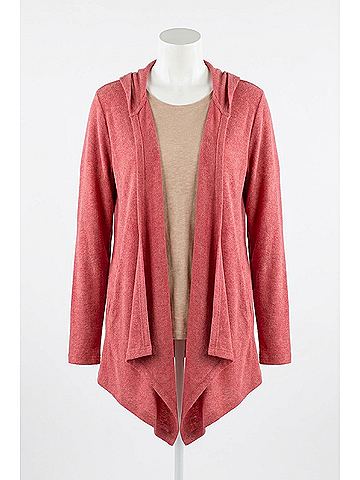 AndTheWhy Thermal Hoodie Casual Cardigan in Rose Pink (view 1)