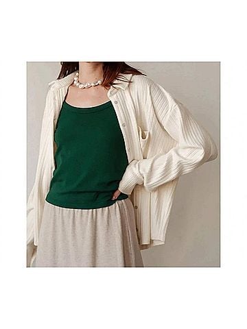 DONNI Women's Ribbed Button Down Sweater in Cream (view 2)