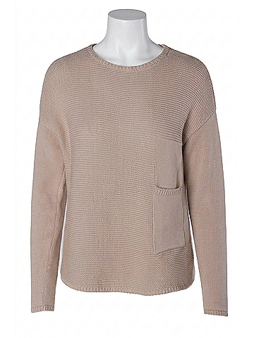 Elliott Lauren Women's Cotton Patch Pocket Sweater in Buckwheat (view 1)